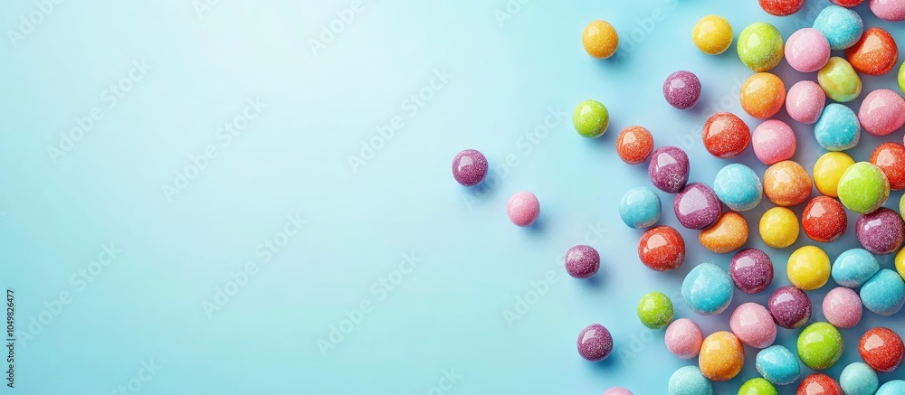 Leinwandbilder vibrant small candies on a colored backdrop. with copy space image. place for adding text or design