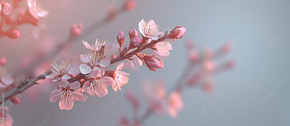 Aufkleber early spring tree blossoms in pink. with copy space image. place for adding text or design