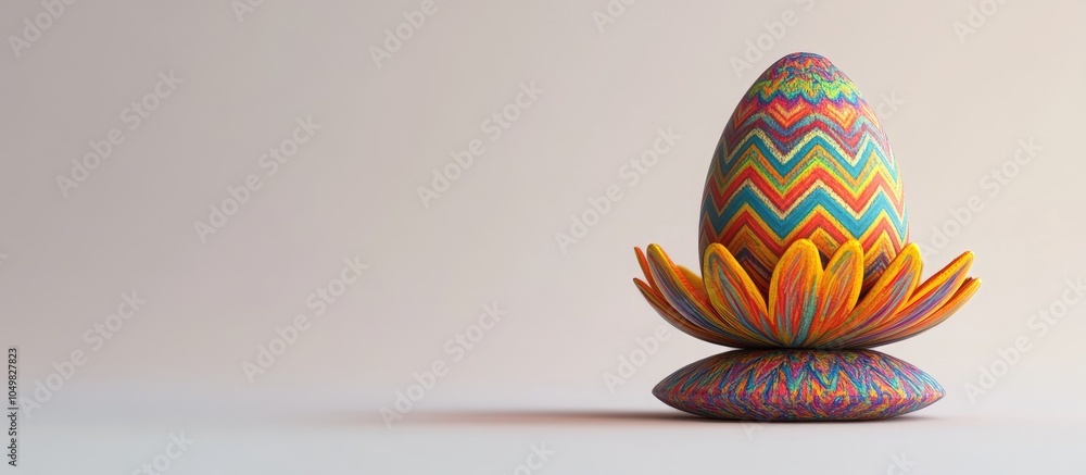 Fototapete an egg featuring a pattern on a vibrant stand shaped like a flower for the easter celebration set ag