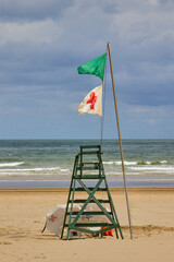 Lifeguard tower on a sandy beach