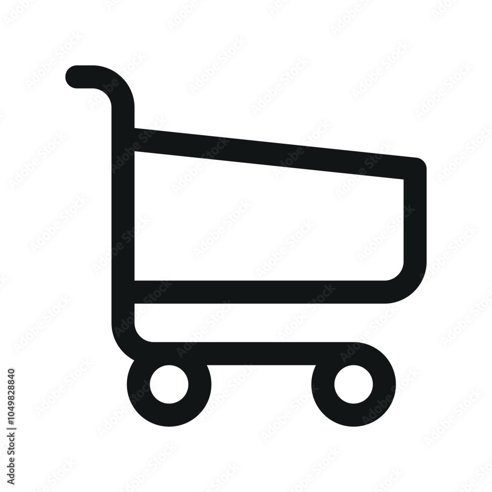 Poster shopping cart ui icon, supermarket trolley simple line user interface vector symbol