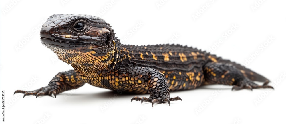 Aufkleber mexican beaded lizard heloderma horridum set against a white background. with copy space image. plac