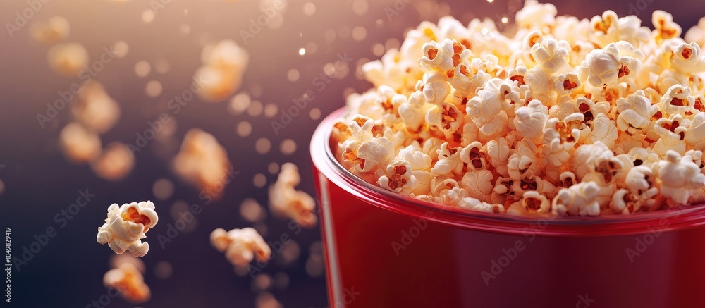 Poster Popcorn inside the popcorn maker. with copy space image. Place for adding text or design