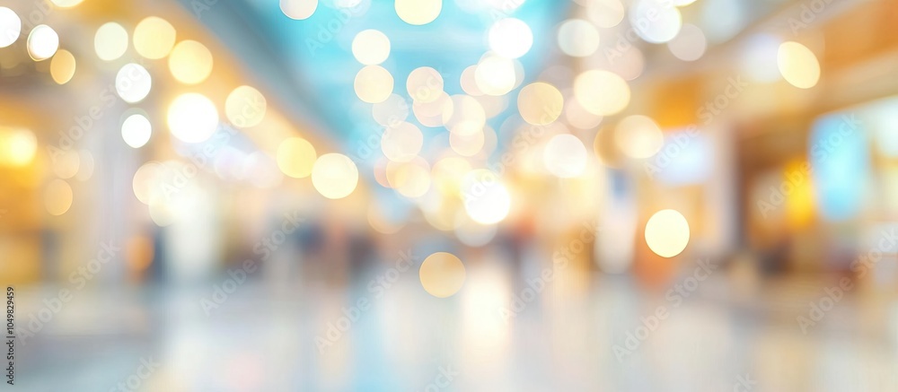 Poster abstract blur of a vibrant shopping mall attractive bokeh interior light backdrop. with copy space i