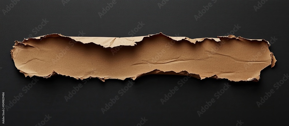 Poster Torn cardboard paper fragment on a black background. with copy space image. Place for adding text or design