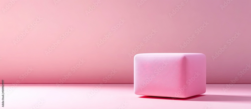Poster pink pouf box. with copy space image. Place for adding text or design