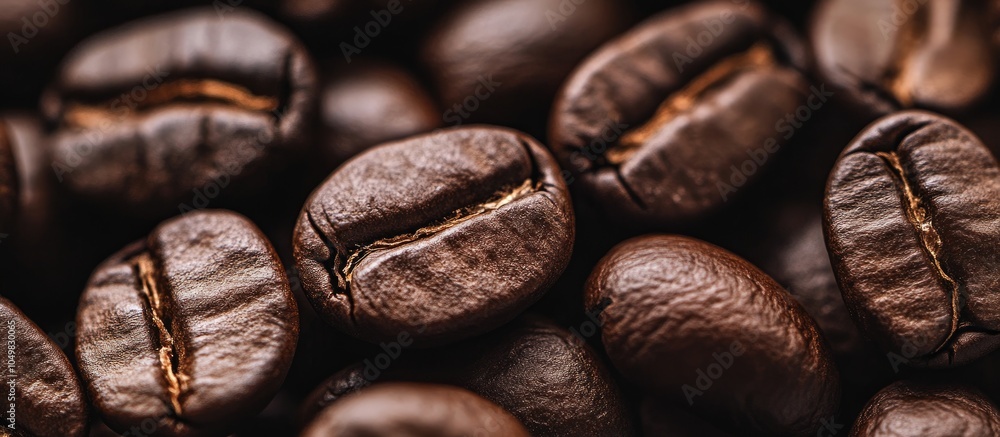 Aufkleber brown roasted coffee beans macro closeup creating the blend series. with copy space image. Place for adding text or design