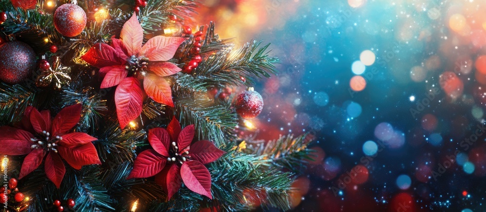 Fototapete christmas arrangement on a vivid and colorful background. with copy space image. place for adding te