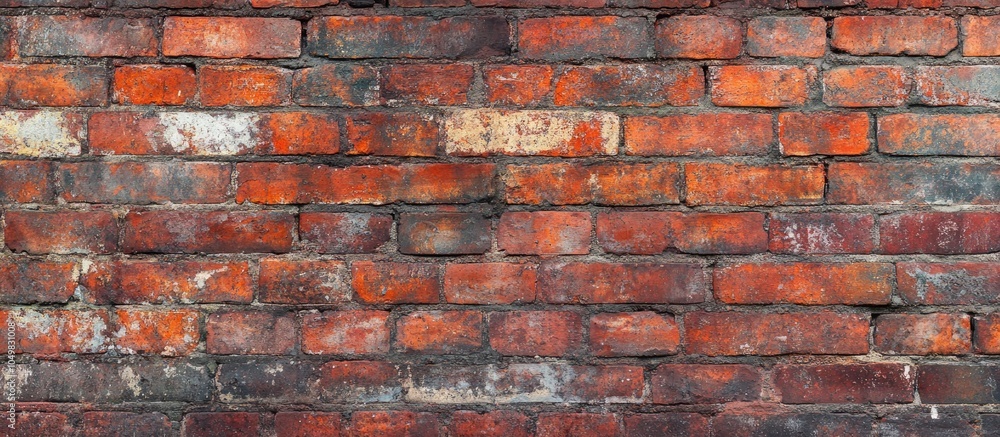 Poster Old red brick wall texture background featuring copyspace for text or image