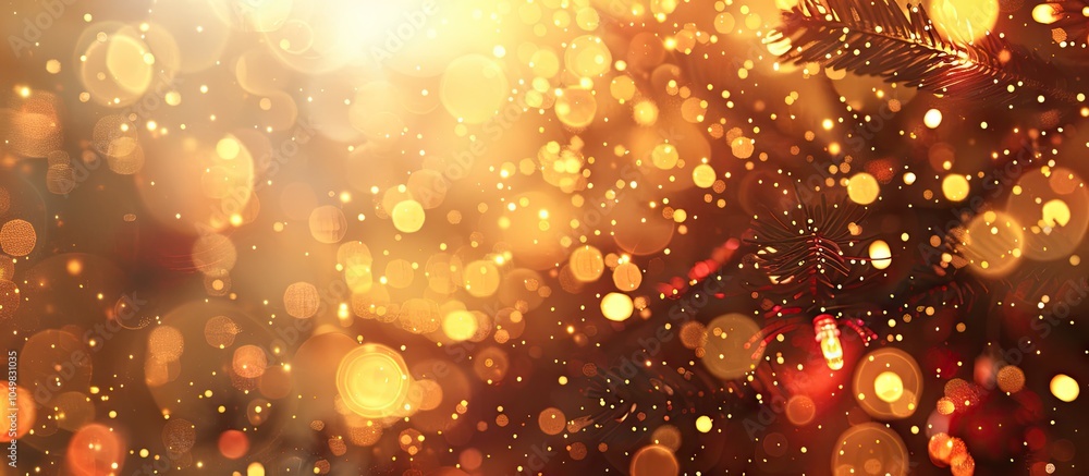 Poster golden christmas lights blurred in a bokeh effect copy space suitable for wallpaper usable for new y