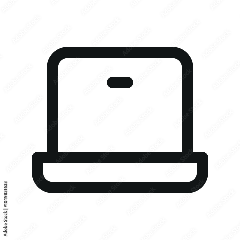Poster laptop ui icon, workplace simple line user interface vector symbol