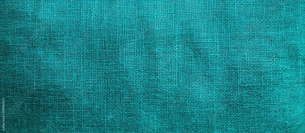 Poster Coarse turquoise canvas fabric cloth burlap sack texture Close up of a rough grunge background or wallpaper Beautiful web banner square image. with copy space image. Place for adding text or design