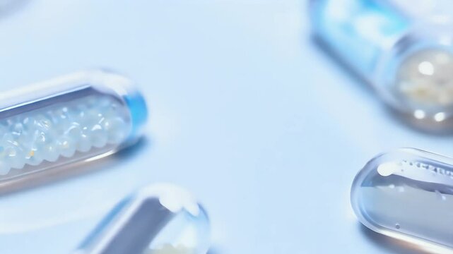Learn gastroresistant capsules filled granules pancreatic enzymes also known pancrelipase aiding digestion fats starches proteins depicted clear informative 4k video footage pill tablet problem