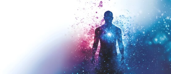 Fototapeta premium Radiant Human Figure with Light and Aura Effect