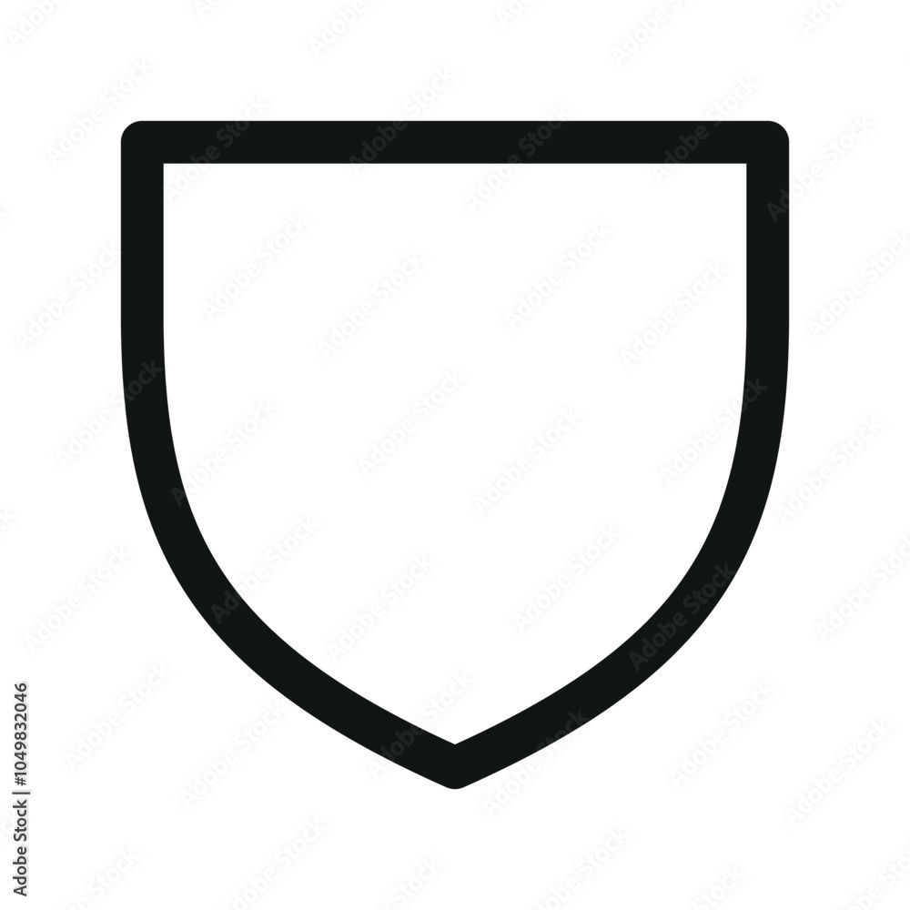 Poster empty shield ui icon, defense simple line user interface vector symbol