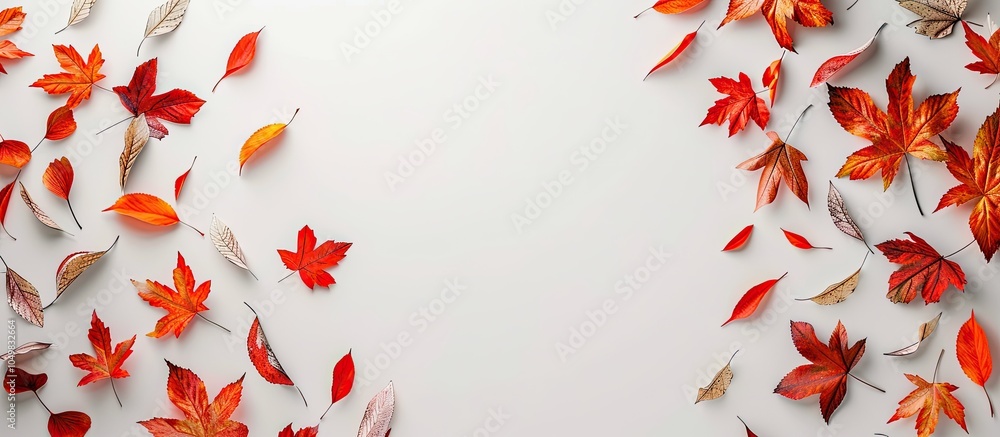 Poster autumn leaves on a light backdrop. with copy space image. place for adding text or design
