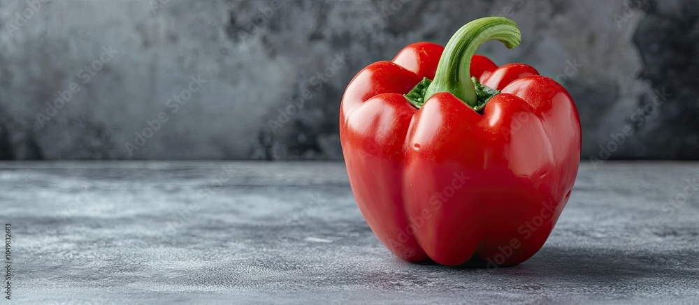 Fototapete sweet red bell pepper on a gray surface vegetable backgrounds free space. with copy space image. pla