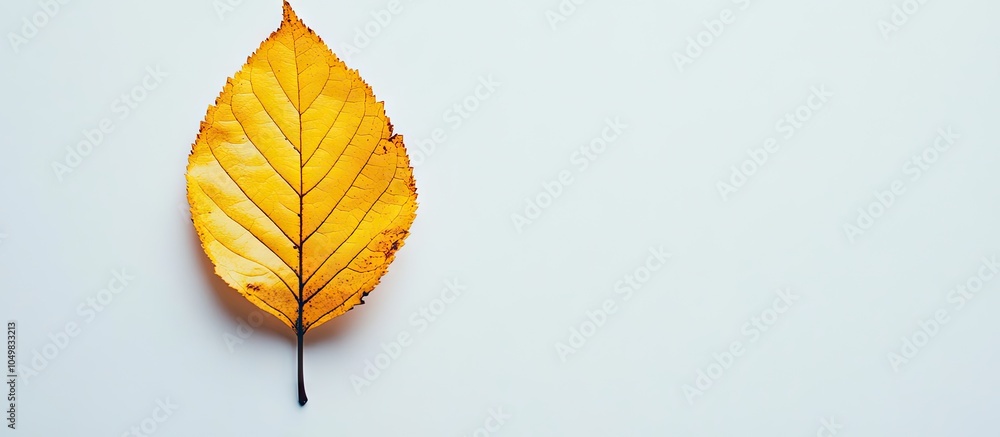 Poster yellow leaf separated on a white background copyspace negative space area for text