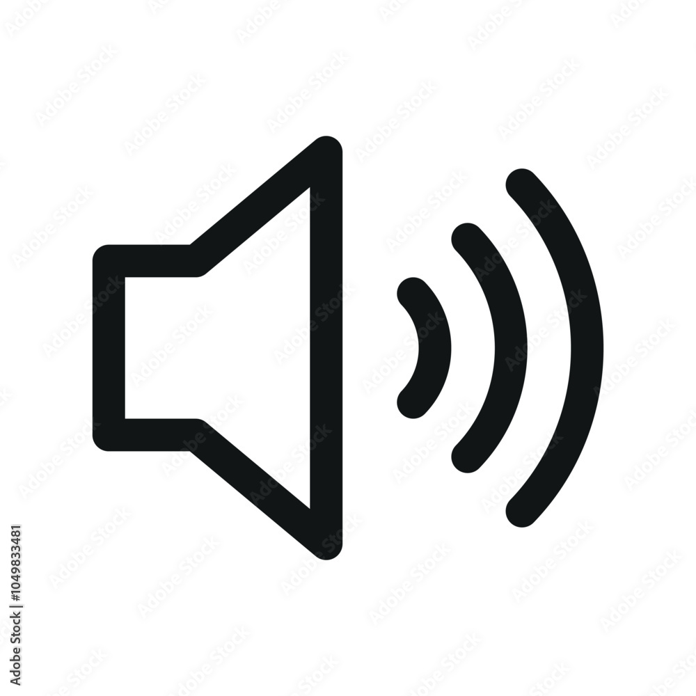 Poster loud sound volume ui icon, audio simple line user interface vector symbol