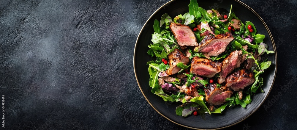 Leinwandbilder duck breast salad features smoked duck meat magret serving as a natural and fresh appetizer or snack