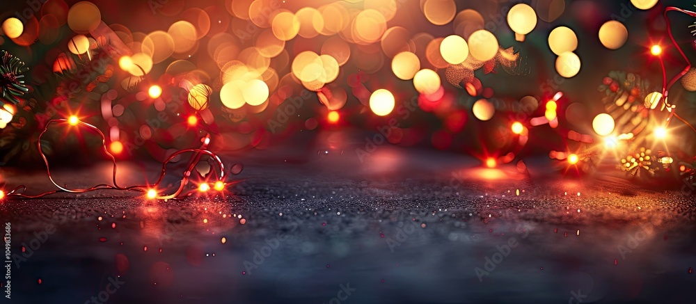 Poster festive background featuring blurred lights and vibrant bokeh against a dark blurred backdrop repres