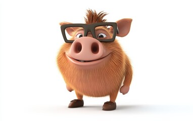 Fototapeta premium 3d funny cartoon animal personage isolated stock photo on white background 