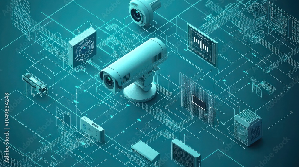Poster a diagram of cctv eps workflow, illustrating how surveillance data is processed and analyzed for sec