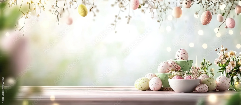 Aufkleber easter table backdrop with ample free space for your decor