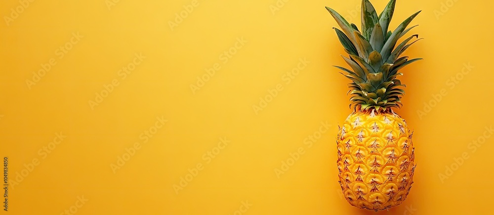 Fototapete pineapple on an orange backdrop top view copy space minimal style pattern pop art design creative id
