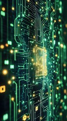Obraz premium Digital Data Streams in Glowing Background