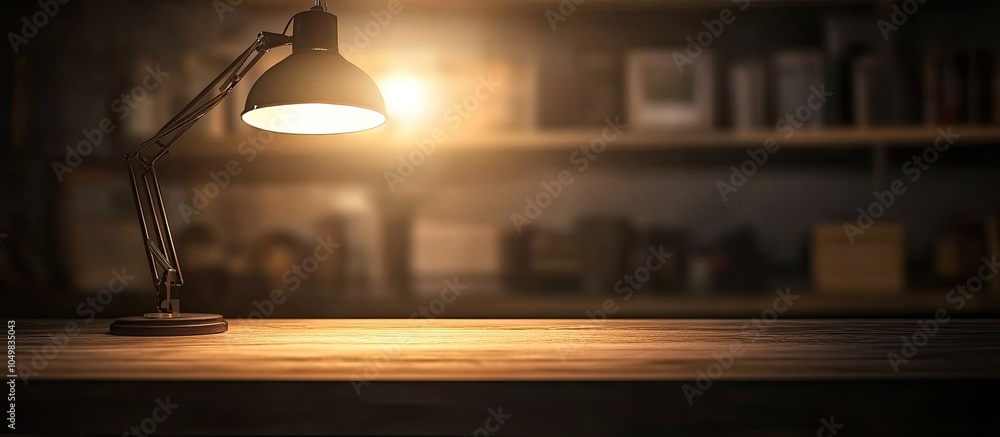 Aufkleber Dark mood style image of a desk with available space for your decoration and a blurred background. with copy space image. Place for adding text or design