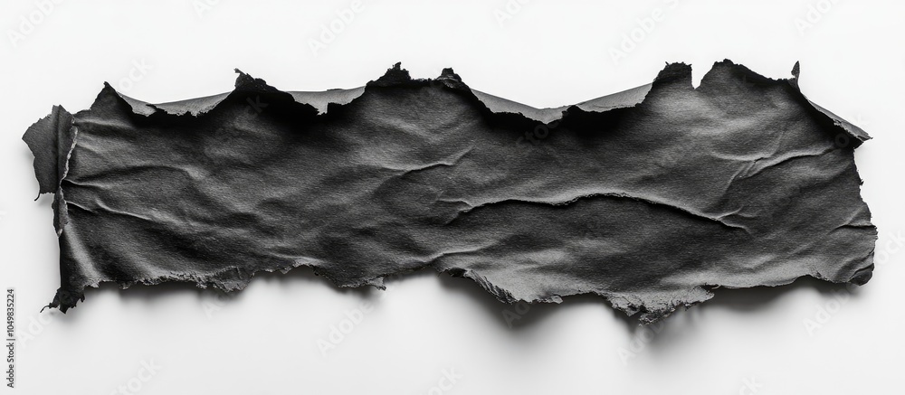 Poster worn ripped black paper on a white background. with copy space image. place for adding text or desig