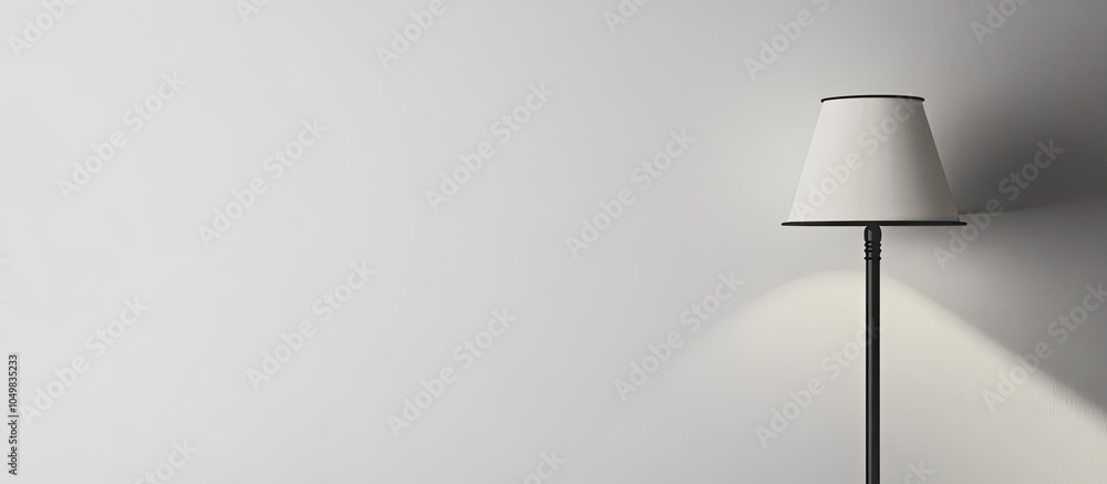 Poster Interior design featuring a lamp against a white wall background. with copy space image. Place for adding text or design
