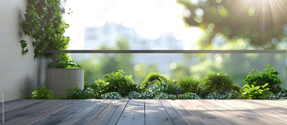 Poster balcony and terrace against a blurred exterior background. with copy space image. place for adding t