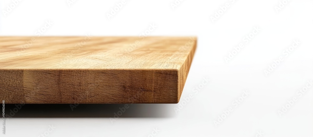 Aufkleber Perspective view of a wooden table corner on a white background with a clipping path included. with copy space image. Place for adding text or design
