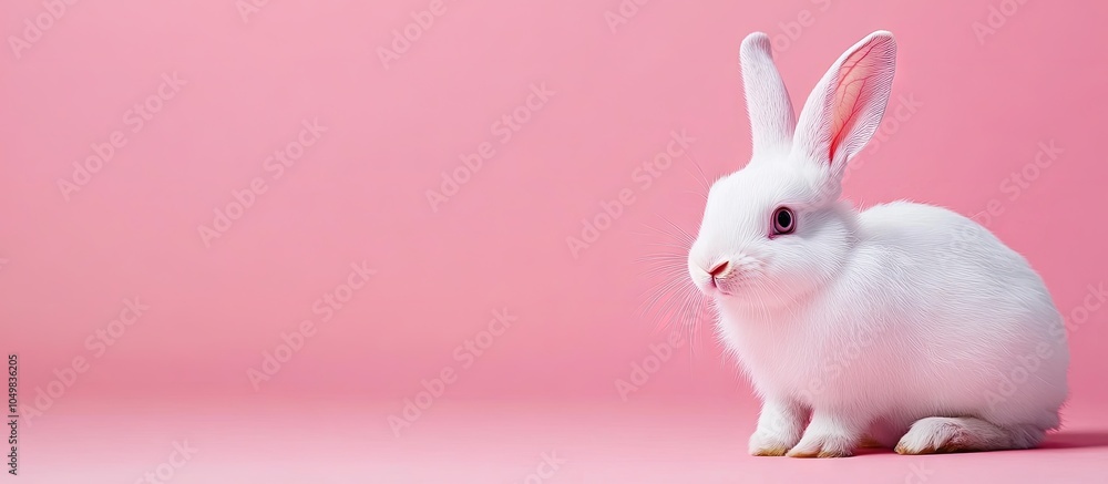 Aufkleber banner featuring a white rabbit pattern as a symbol for easter set against a pink background. with c