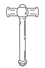 An illustration image of a large hammer with the term sledgehammer isolated on a white background and this illustration is of high quality