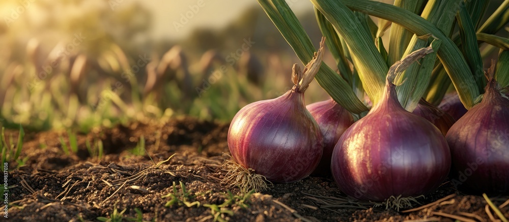 Aufkleber harvesting onions from the garden. with copy space image. place for adding text or design