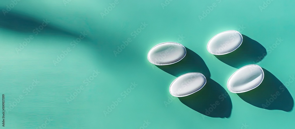 Poster eye patches placed on a green background concept of facial care and beauty treatment morning skincar
