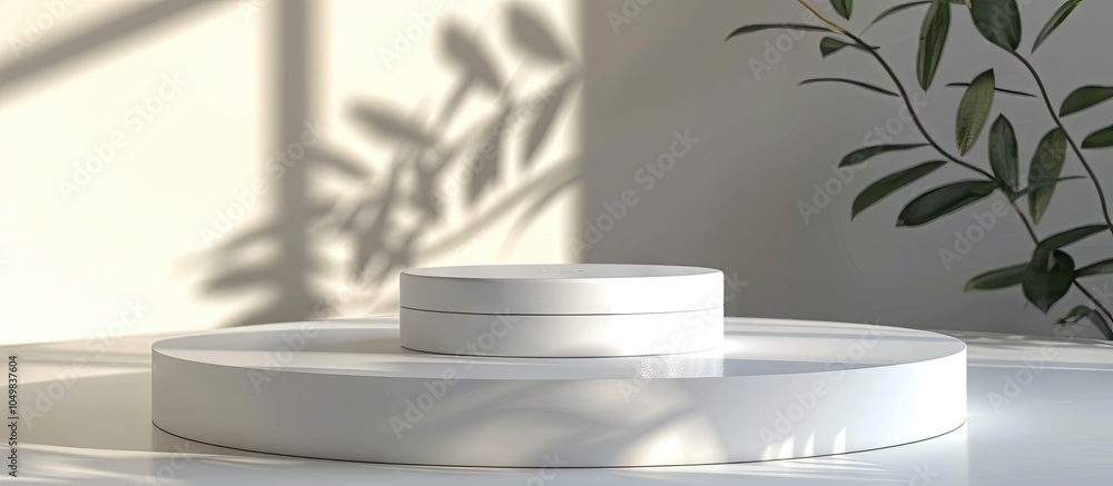 Aufkleber Blank cosmetic mockup displayed on a round platform. with copy space image. Place for adding text or design