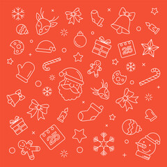 Minimal line drawings of various things for Christmas.