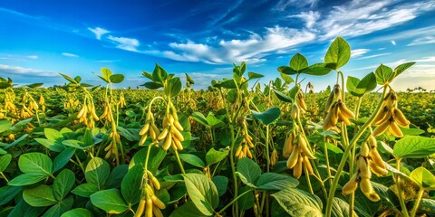 Obraz premium Ripe Soybean Plants in a Field with Lush Green Foliage and Abundant Soy Pods for Agricultural and Fashion Photography Inspiration