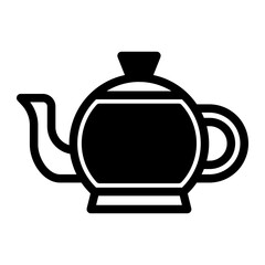 Obraz premium Teapot icon in glyph style. Black fill 