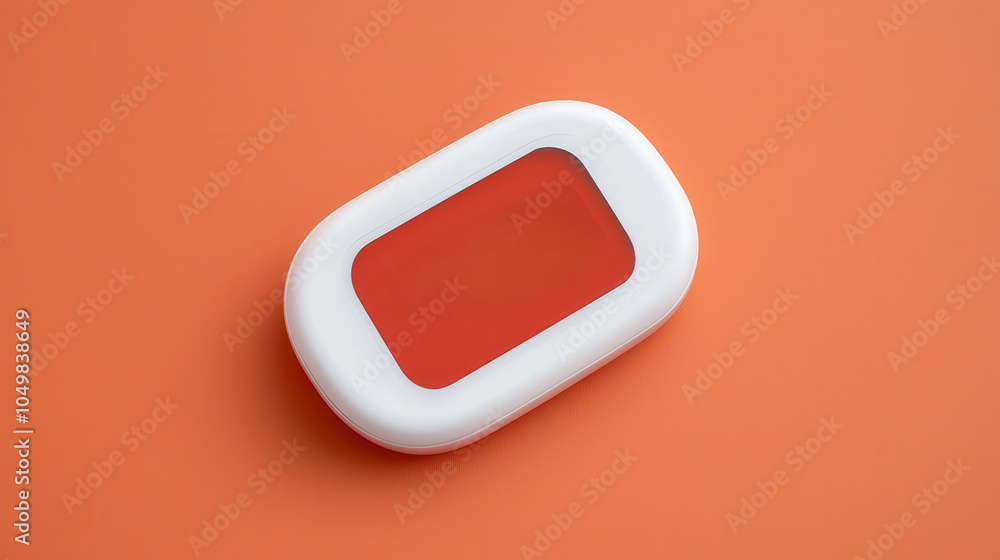 Wall mural sleek glucose monitor with vibrant red display sits on bright orange background, showcasing its mode