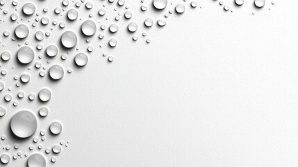 Water droplets of various sizes on a white background.