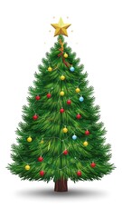 Fototapeta premium Merry Christmas, Elegant Christmas tree adorned with gold and silver ornaments 