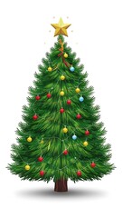 Fototapeta premium Merry Christmas, Elegant Christmas tree adorned with gold and silver ornaments 