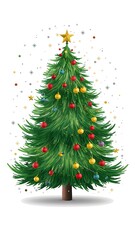 Merry Christmas, Elegant Christmas tree adorned with gold and silver ornaments
