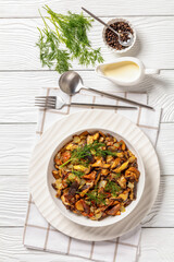 fried blend of wild mushrooms in a bowl