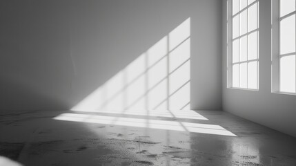 Obraz premium A black and white photo of sunlight streaming through a window, creating a warm and inviting atmosphere